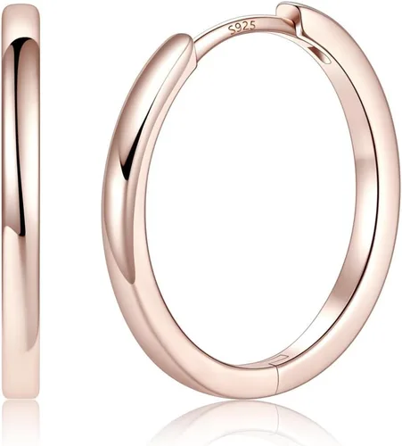 Vista 22 de Aretes de aro chapados en oro de 14 quilates para mujer, aretes de Dorado