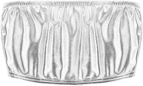Vista 7 de TiaoBug Sujetador de mujer brillante metálico sexy sin tirantes con parte superior de tubo corto Rave Bandeau