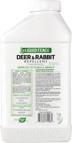 Vista 10 de Liquid Fence - Repelente concentrado de venados y conejos, 32 onzas, aplique todo el año Use to Treat on Gardens, Flowers, Shrubs, Trees & Vines