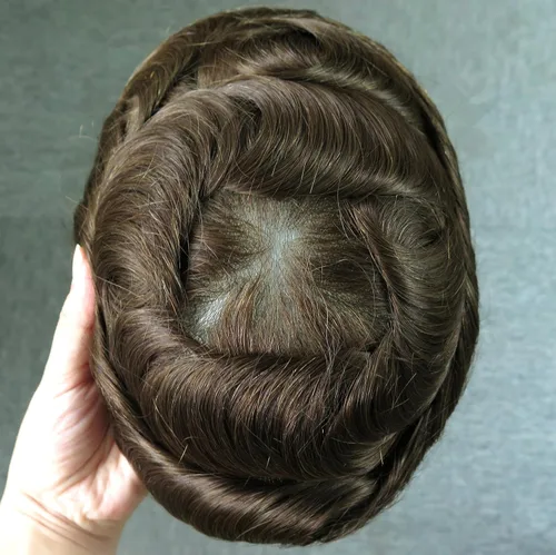 Vista 17 de Super Natural Mens Hair Piece 100 Cabello humano indetectable Mens Toupee Hair Systems Ultra Thin Skin V Looped Hair #10R WXL=8X10
