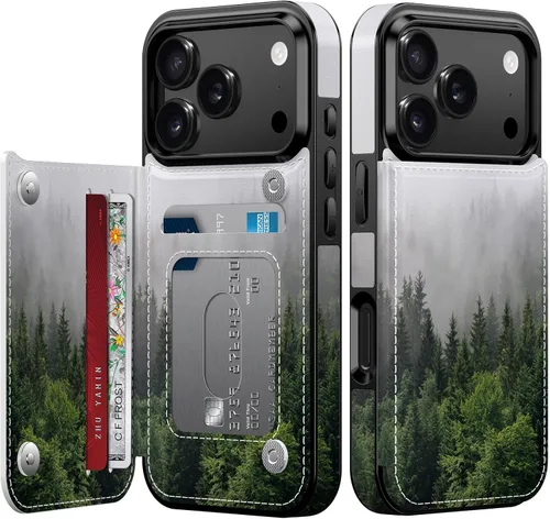 Vista 95 de LETO para iPhone 15 Pro Funda tipo cartera - Tapa tipo folio con patada - Diseños de moda - Tarjetero - Funda protectora para mujeres y niñas - 6.1