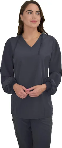 Vista 8 de Green Town Ropa quirúrgica para mujer – Sudadera con capucha, 4 bolsillos, ligera, tela elástica, fácil cuidado