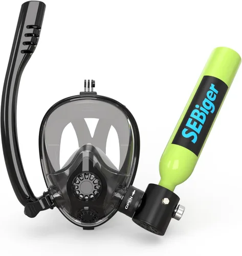 Vista 9 de Máscara de snorkel Mini tanque de buceo 0.5L hasta 6 minutos de respiración submarina dentro de 30 pies de profundidad de buceo pequeño tanque