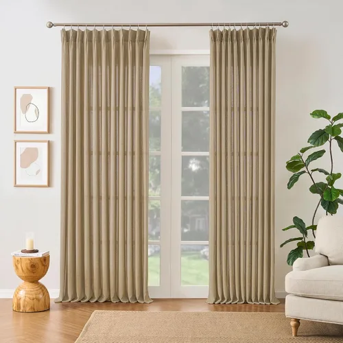 Vista 25 de RAIN CITY - Juego de 2 cortinas de 45 pulgadas de largo con plisado con pellizco, cortinas semitraslúcidas para dormitorio, cuarto de bebé