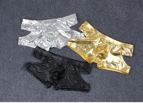 Vista 2 de Calzoncillos bóxer metálicos brillantes para hombre, ropa interior sin fondo