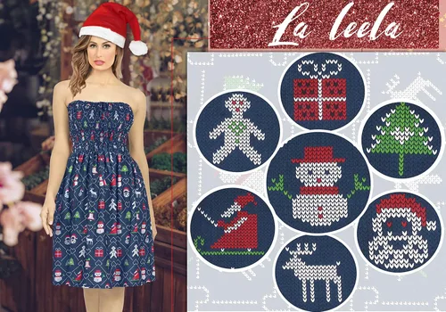 Vista 4 de LA LEELA Mini vestido de playa fruncido navideño para mujer