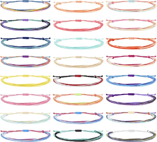 Vista 12 de Brazaletes impermeables de cuerda, para verano, con ola, brazalete para amistad, hecho a mano, para niña A-16 pulseras de cuerda
