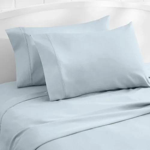 Vista 5 de Amazon Basics Juego de 2 fundas de almohada de 400 hilos, 100 % algodón, suaves, tejido satinado, resistentes a las arrugas, tamaño estándar, 20 x
