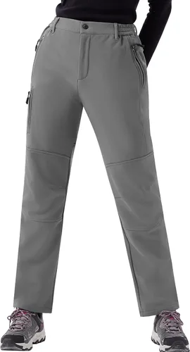 Vista 2 de WULFUL Pantalones de nieve impermeables y resistentes al viento para mujer con forro polar con aislamiento de Softshell