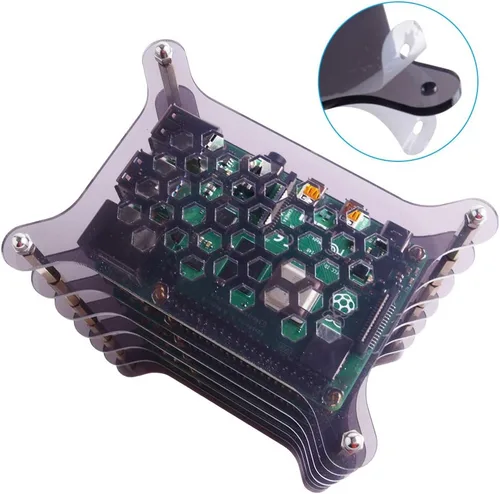 Vista 2 de GeeekPi Estuche de 6 capas con disipadores de calor apilable para Raspberry Pi 4/3/2 Modelo B, Raspberry Pi 3 Modelo B+ (marrón)