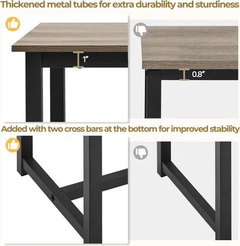 Vista 7 de Yaheetech Juego de mesa de comedor de 3 piezas - Juego de mesa y sillas para cocina para 2 - Mesa compacta con 2 taburetes y diseño que ahorra Gris