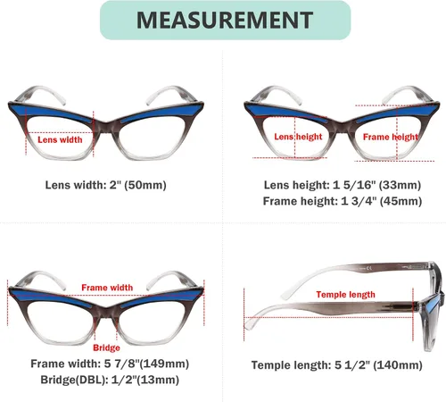 Vista 3 de Eyekepper Paquete de 5 lentes de lectura con diseño de ojo de gato para mujer +0.0
