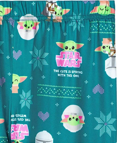 Vista 5 de STAR WARS Baby Yoda - Conjunto de ropa interior térmica para niñas, 2 piezas, camisa de capa base y leggings largos John para niñas