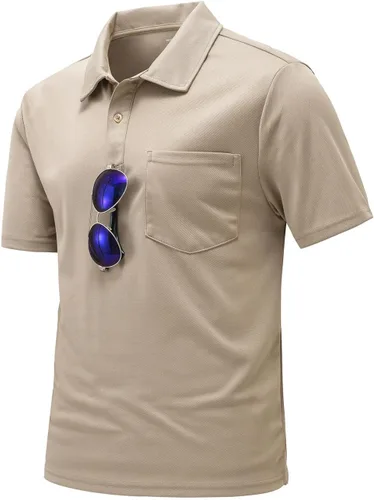 Vista 2 de YSENTO Camisas polo de manga corta con cuello y bolsillo para hombre