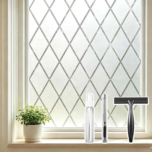 Vista 10 de Reeded Glass Privacy Window Film Static Cling for Home Clear