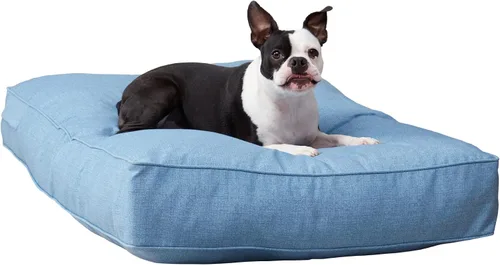 Vista 19 de Casey - Cama rectangular para perros (36 x 24 pulgadas) de mezclilla para interiores y exteriores, estilo almohada