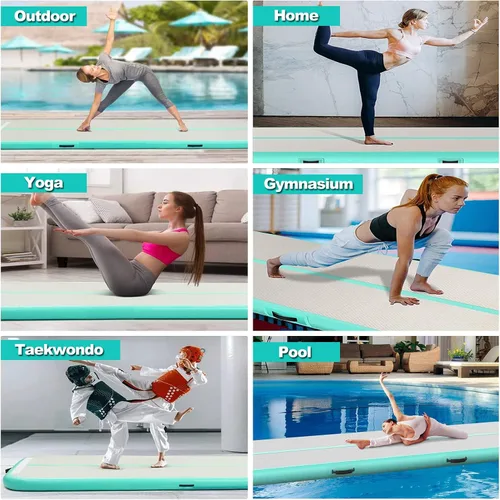 Vista 2 de GYUEM - Esterillas inflables de aire para gimnasia de 13, 16, 20 pies, 4.3 pies de ancho, 4 pulgadas de grosor, pistas de gimnasia con bomba de aire