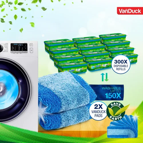 Vista 5 de VanDuck Almohadillas reutilizables para fregona resistentes para mascotas compatibles con Swiffer Sweeper (paquete de 2) – Almohadillas de Azul