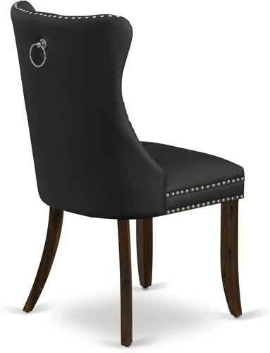 Vista 7 de East West Furniture DAP8F12 Dallas Parson - Juego de 2 sillas de cocina tapizadas de piel sintética con botones copetudos, color gris oscuro
