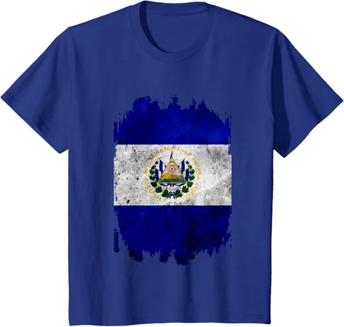 Vista 12 de Camiseta con bandera de El Salvador de El Salvador con diseño de bandera de El Salvador, Negro, S