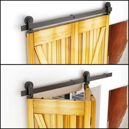 Vista 3 de TSMST Kit de herrajes para puerta de granero de 3 pies/36 pulgadas para puertas plegables para 2 puertas, kit de herrajes para puerta de granero