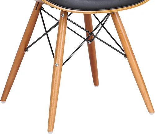 Vista 8 de Armen Living Cassie - Silla de comedor en piel sintética negra y acabado de madera de nogal, 20 pulgadas de profundidad x 21 pulgadas de ancho x 31