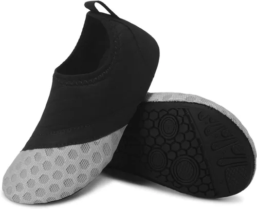 Vista 3 de Scurtain - Zapatos acuáticos para niños, calcetines acuáticos de secado rápido con sensación de pies descalzos para niños, niñas y bebés con suela