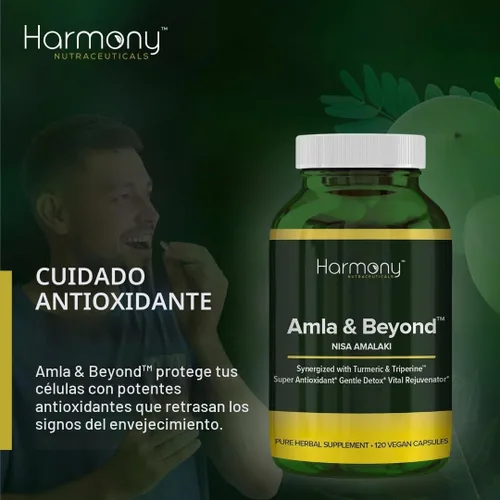 Vista 13 de Harmony Nutraceuticals Amla & Beyond™ (Nisa Amalaki) Fórmula tradicional de hierbas ayurvédicas con amla, cúrcuma y triperina™, vegetariana, 120