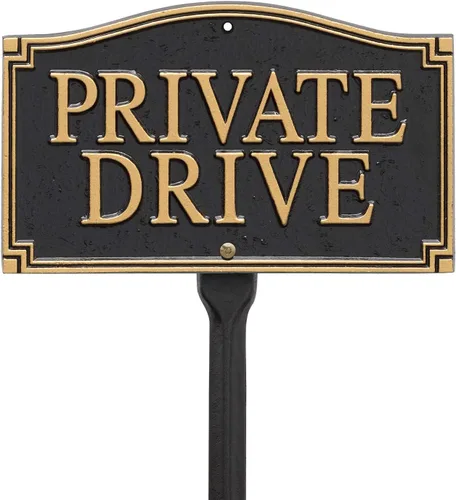 Vista 8 de Whitehall Productos Private Drive Pared/Placa de declaración de césped, negro/dorado