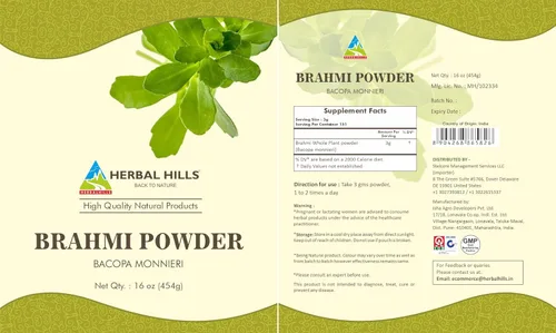 Vista 3 de HERBAL HILLS Brahmi Powder Bacopa Monnieri Cuidado del Cabello 1 libra 16 oz Paquete de 1 (16 onzas paquete de 1)