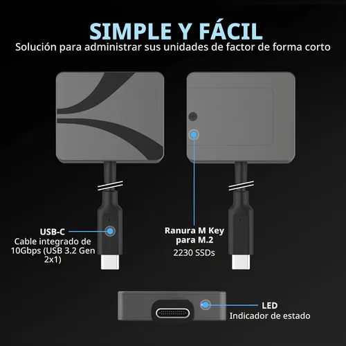 Vista 3 de SABRENT Carcasa USB-C para SSD PCIe NVMe M.2 2230, velocidad de transferencia de 10 Gbps, soporte UASP y Trim, compatible con Windows, macOS, Linux