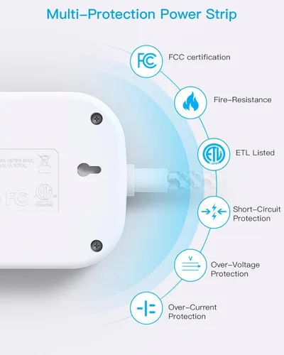 Vista 7 de Cruise Essentials 2026, regleta de alimentación de viaje con USB C, cable de extensión de enchufe plano de 1 pie con 3 tomas, 4 puertos USB