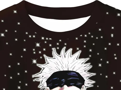 Vista 3 de Camiseta de Jujutsu para niños, traje de manga corta con póster de personaje de anime, pantalones cortos de 8 a 12 años