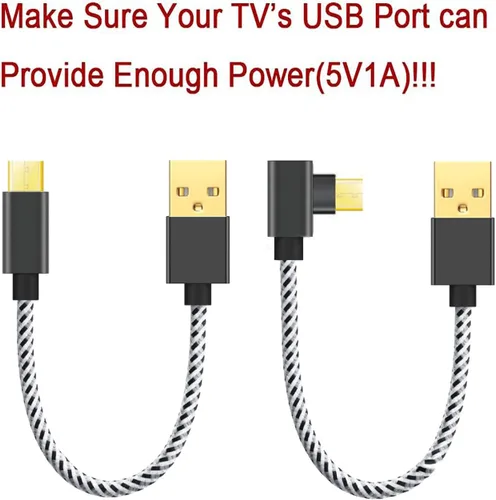 Vista 2 de Cable de alimentación USB para Fire Stick, cable adaptador de repuesto para enchufe, alimenta Amazon FireStick directamente desde el puerto USB