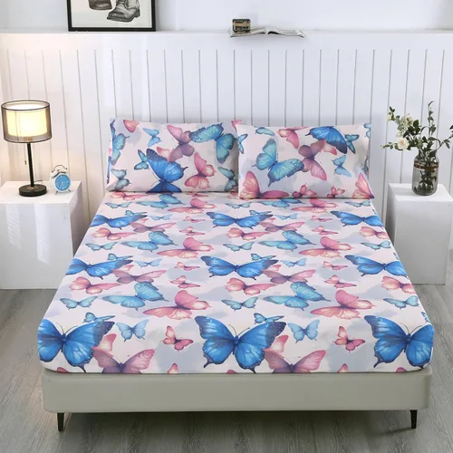 Vista 8 de SDIII Sábana bajera ajustable de mariposa colorida con 2 fundas de almohada, bolsillo profundo, microfibra suave, tamaño individual, para niños