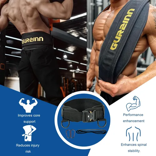 Vista 4 de Cinturón de levantamiento de pesas, gimnasio con bloqueo rápido, cinturón de inmersión con cuerda, cinturón de dominadas con peso para gimnasio