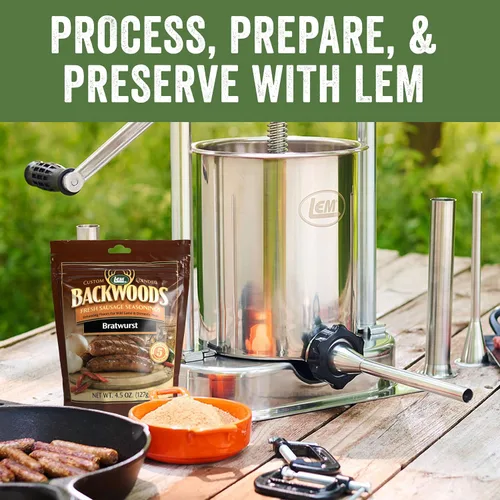 Vista 7 de LEM Productos Backwoods Bratwurst - Kit de condimentos para salchichas frescas, ideal para caza silvestre y carne doméstica, temporada de hasta 20