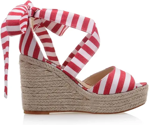 Vista 6 de MERUMOTE Sandalias de plataforma de cuñas de verano a rayas de color vestido de uso diario para mujer