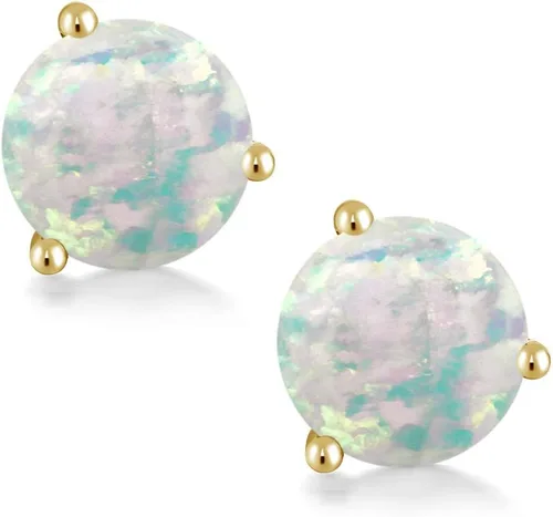 Vista 50 de Gem Stone King Aretes de oro de 14 quilates, 0.236 in, piedra natal redonda, Martini, 3 puntas, aretes de oro para mujer