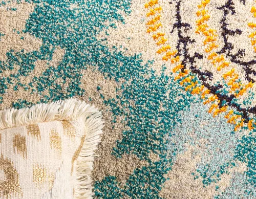 Vista 5 de Alfombra moderna Positano de estilo costero de Loom, Polipropileno, beige/azul claro