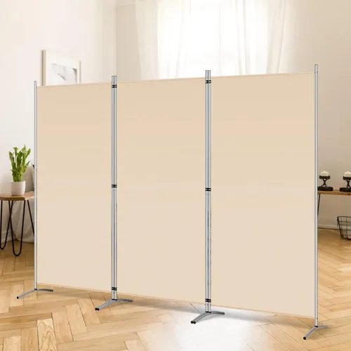 Vista 9 de RANTILA Divisor de habitación de 4 paneles, pantalla de privacidad plegable de 6 pies con pies anchos, partición independiente para separación