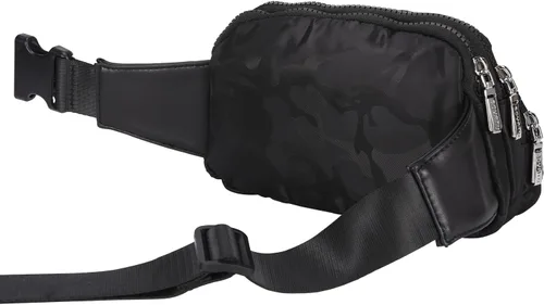 Vista 6 de Riñonera para cinturón Riñoneras impermeables en todas partes con correa ajustable para viajes, Negro