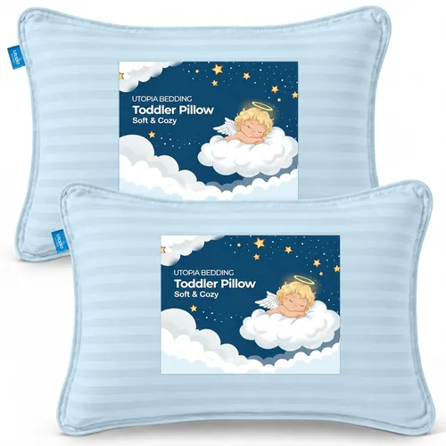 Vista 13 de Utopia Bedding Almohada juvenil (blanco, paquete de 2), almohada infantil de 16 x 22 pulgadas para dormir, funda de mezcla de algodón suave