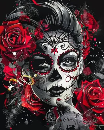 Vista 17 de Kits de pintura de diamantes 5D para adultos, Terror Girl Taladro completo, punto de cruz de diamante redondo, no hables, pintura de diamantes por