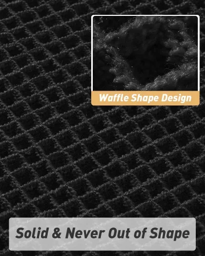 Vista 4 de Alfombra de baño mejorada con diseño de gofres, absorbente y antideslizante Negro