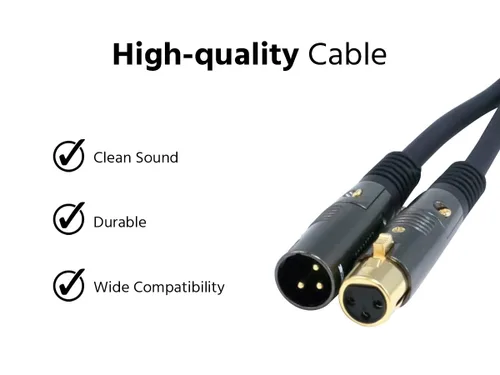 Vista 2 de Monoprice Cable XLR macho a XLR hembra, 15 pies, negro, 16AWG, chapado en oro, micrófono e interconexión, serie Stage Right