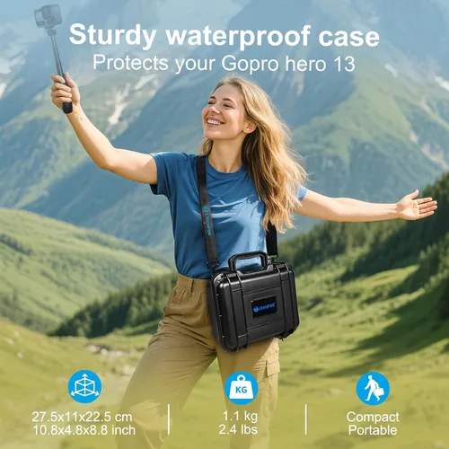 Vista 4 de Lekufee Funda rígida impermeable compatible con GoPro Hero 13/12/11/10/9/8/Media Mod/Gopro Volta/Creator Edition/cámara de acción y accesorios