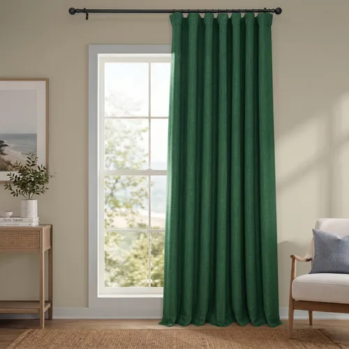 Vista 14 de HPD Half Price Drapes - Cortinas de lino sintético para sala de estar (2 paneles) - 100 pulgadas de ancho x 84 pulgadas de largo - Cortinas