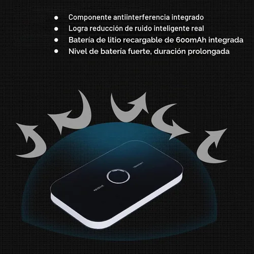 Vista 3 de Receptor transmisor Bluetooth 5.0, adaptador Bluetooth 2 en 1 0.138 in a audio AUX para computadora de televisión