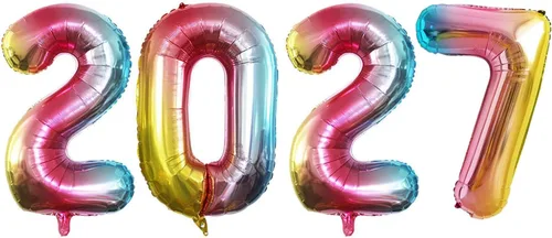 Vista 34 de GOER Globos de papel de aluminio 2026 para fiesta de Año Nuevo, suministros de fiesta, decoraciones de graduación (negro, 16 pulgadas)
